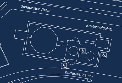 Die Zeichnung zeigt die KWG Gebäude mit den umgebenden Straßen von oben.